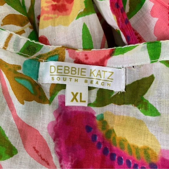 Debbie Katz South Beach Colorful Floral  Swim Coverup Dress Womens XL Boho - Picture 5 of 13